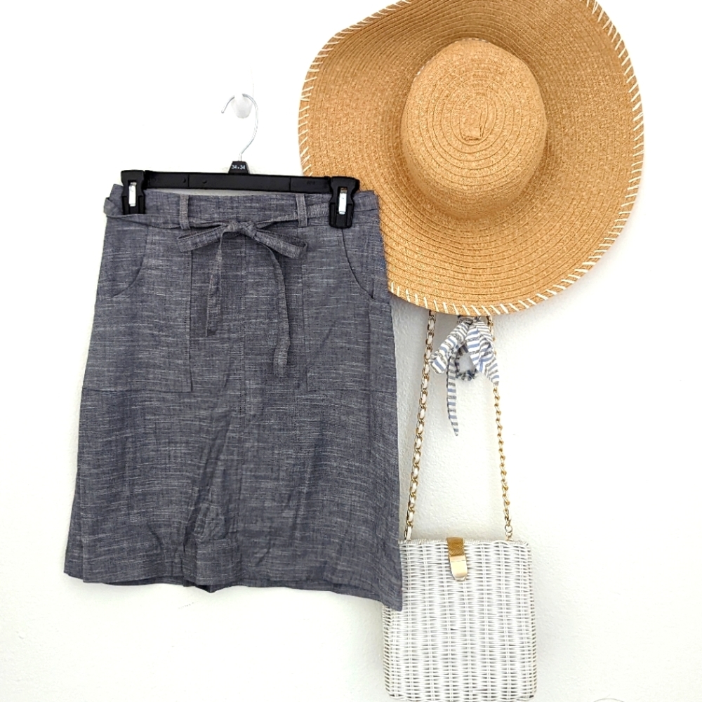Grey A-Line Midi Skirt